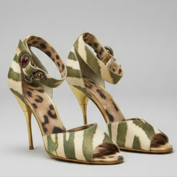 Vero Cuoio Leopard and Olive Heels - Picture 1 of 9